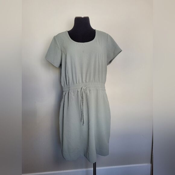 32⁰ Cool Twill Dress Sage Green T-Shirt Dress Pockets Casual Sporty Comfy Medium - Picture 10 of 15